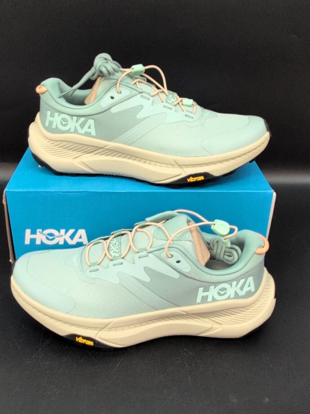 Hoka One One Women's Transport Running Shoes US 8.5B Jade Oyster Mushroom